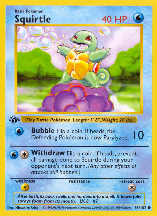 Squirtle (63/102) (Shadowless) [Base Set 1st Edition] | Exor Games Truro