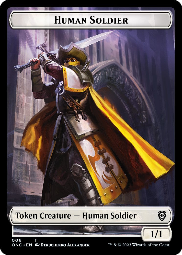 Human Soldier // Elephant Double-Sided Token [Phyrexia: All Will Be One Commander Tokens] | Exor Games Truro