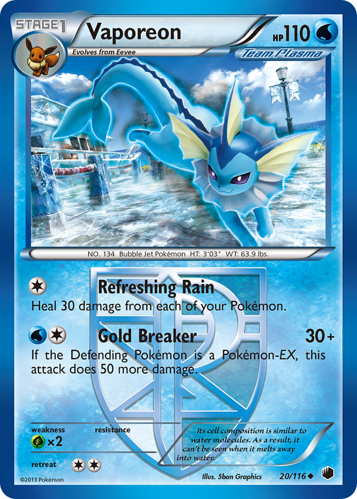 Vaporeon (20/116) [Black & White: Plasma Freeze] | Exor Games Truro