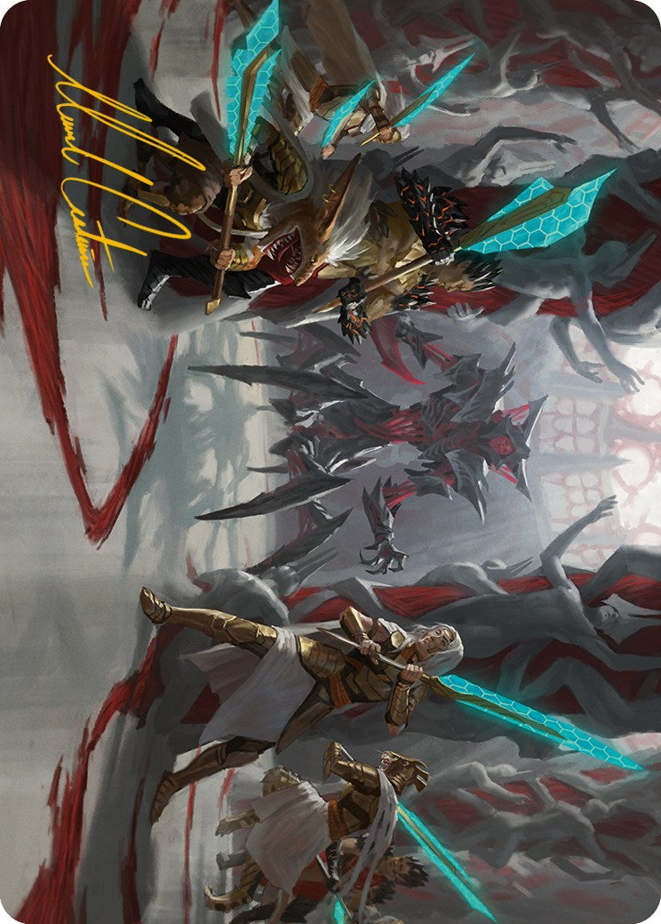 Goldwardens' Gambit Art Card (Gold-Stamped Signature) [Phyrexia: All Will Be One Art Series] | Exor Games Truro