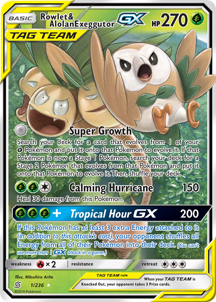 Rowlet & Alolan Exeggutor GX (1/236) [Sun & Moon: Unified Minds] | Exor Games Truro