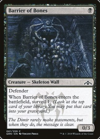 Barrier of Bones [Guilds of Ravnica] | Exor Games Truro