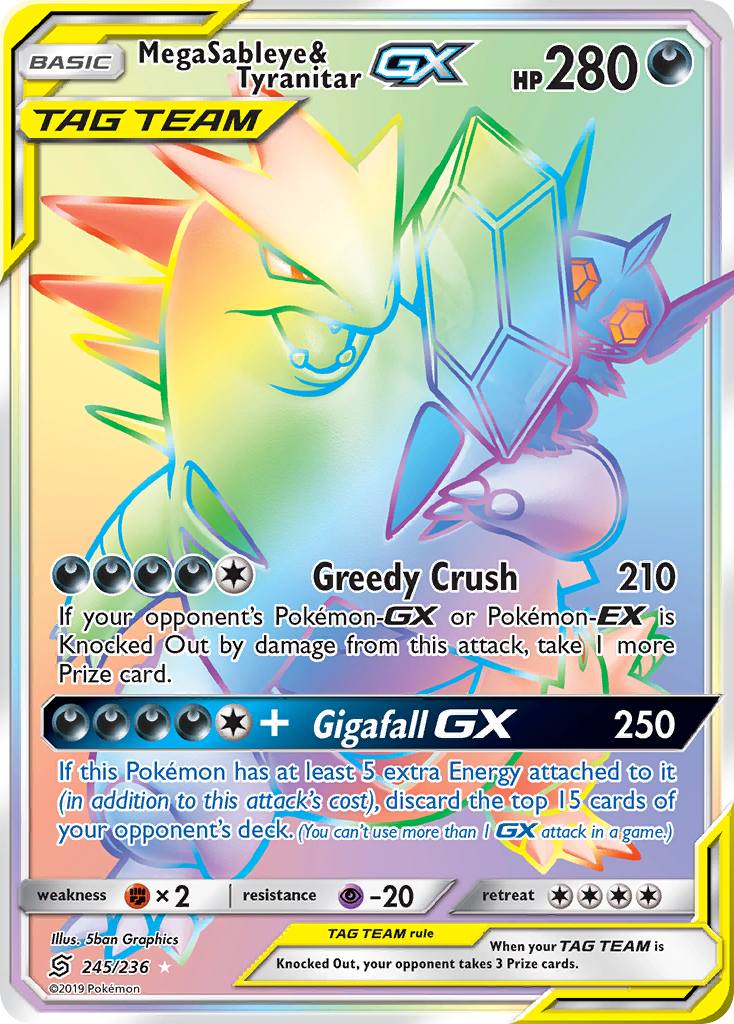 Mega Sableye & Tyranitar GX (245/236) [Sun & Moon: Unified Minds] | Exor Games Truro