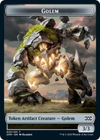 Golem // Elf Warrior Double-sided Token [Double Masters Tokens] | Exor Games Truro
