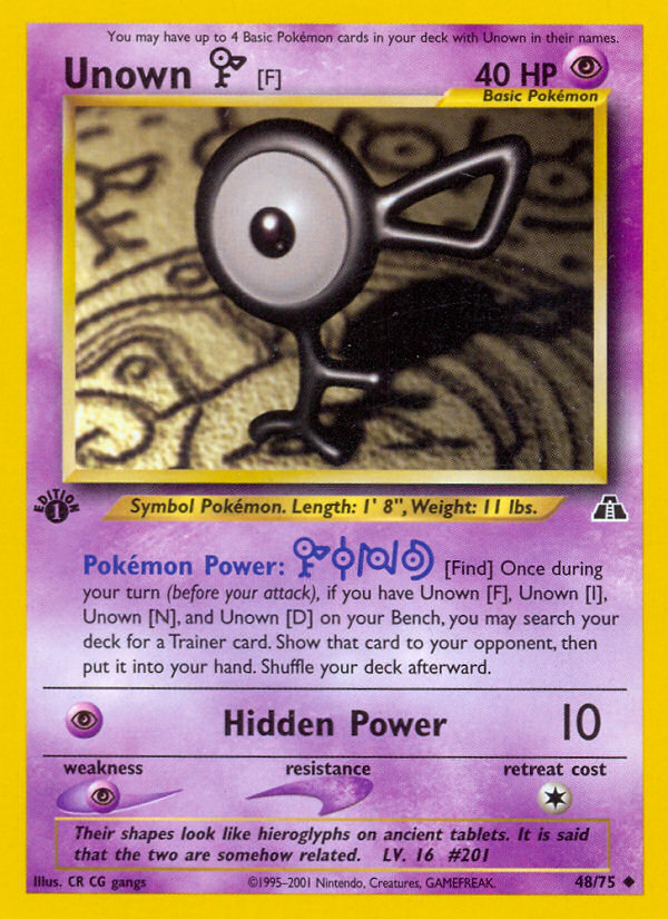 Unown [F] (48/75) [Neo Discovery 1st Edition] | Exor Games Truro