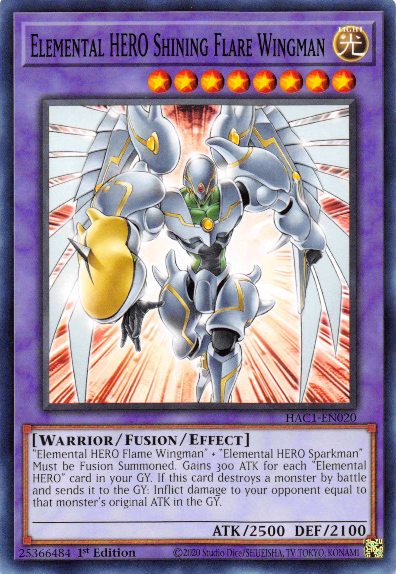 Elemental HERO Shining Flare Wingman (Duel Terminal) [HAC1-EN020] Parallel Rare | Exor Games Truro