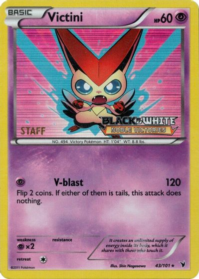 Victini (43/101) (Staff Prerelease Promo) [Black & White: Black Star Promos] | Exor Games Truro