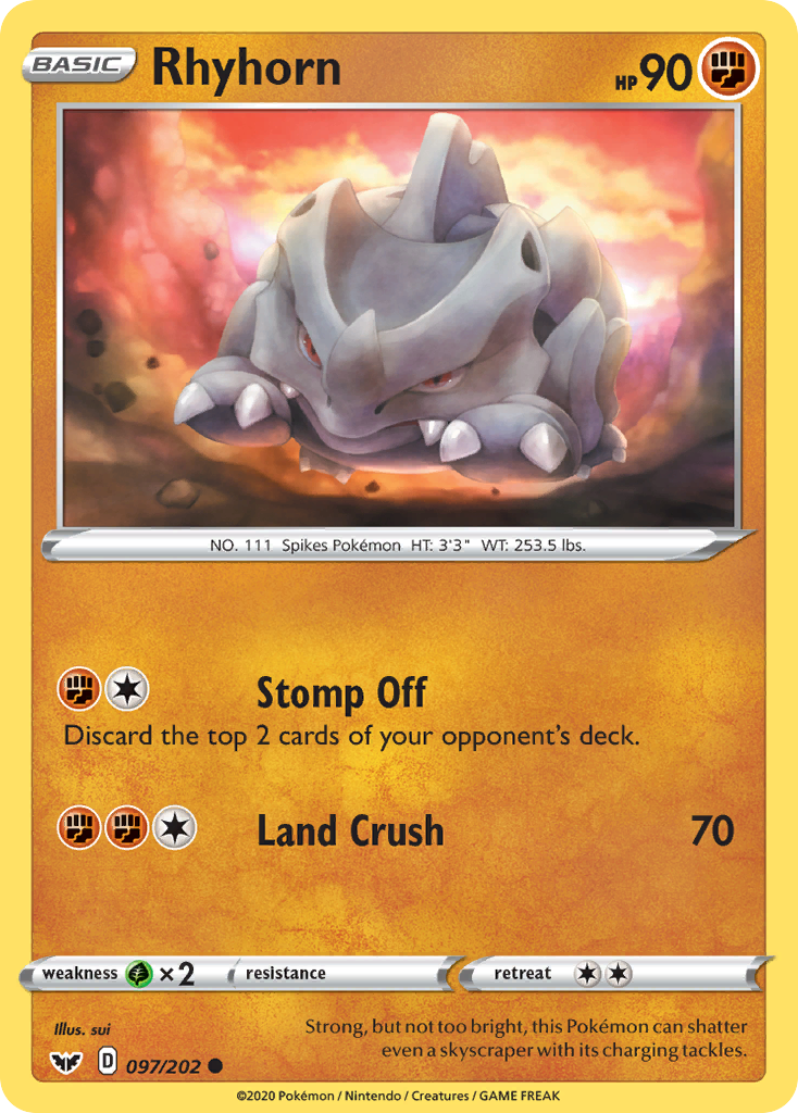 Rhyhorn (097/202) [Sword & Shield: Base Set] | Exor Games Truro