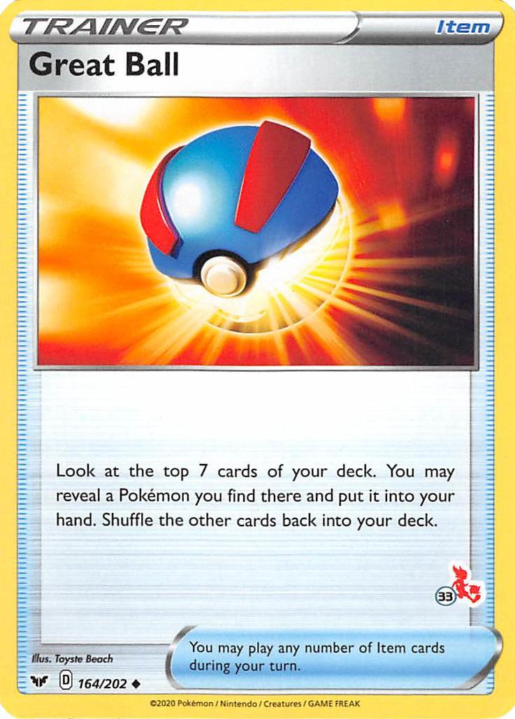 Great Ball (164/202) (Cinderace Stamp #33) [Battle Academy 2022] | Exor Games Truro