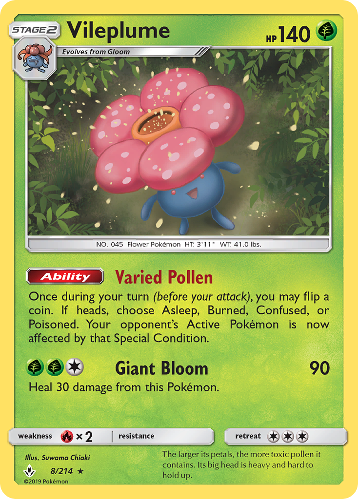 Vileplume (8/214) [Sun & Moon: Unbroken Bonds] | Exor Games Truro