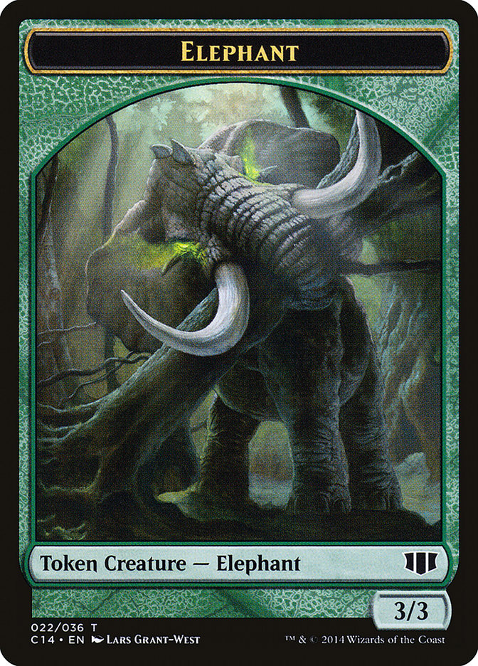 Elephant // Elf Warrior Double-sided Token [Commander 2014 Tokens] | Exor Games Truro