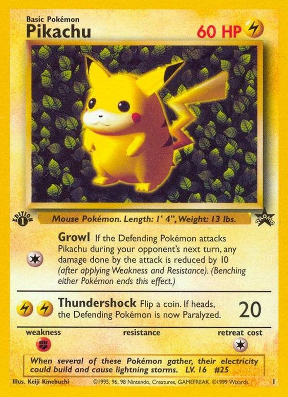 Pikachu (1) (1st Edition Misprint Promo) [Wizards of the Coast: Black Star Promos] | Exor Games Truro