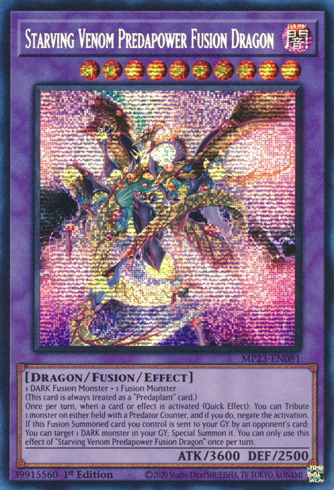 Starving Venom Predapower Fusion Dragon [MP23-EN081] Prismatic Secret Rare | Exor Games Truro