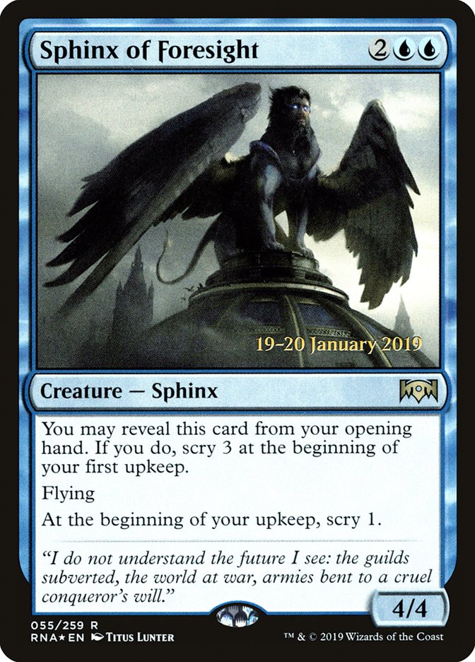 Sphinx of Foresight [Ravnica Allegiance Prerelease Promos] | Exor Games Truro