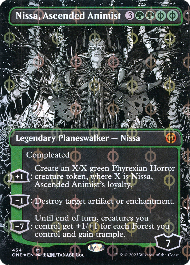 Nissa, Ascended Animist (Borderless Manga Step-and-Compleat Foil) [Phyrexia: All Will Be One] | Exor Games Truro