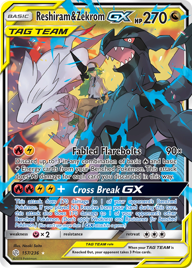 Reshiram & Zekrom GX (157/236) [Sun & Moon: Cosmic Eclipse] | Exor Games Truro