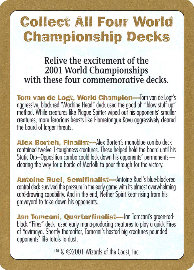 2001 World Championships Ad [World Championship Decks 2001] | Exor Games Truro