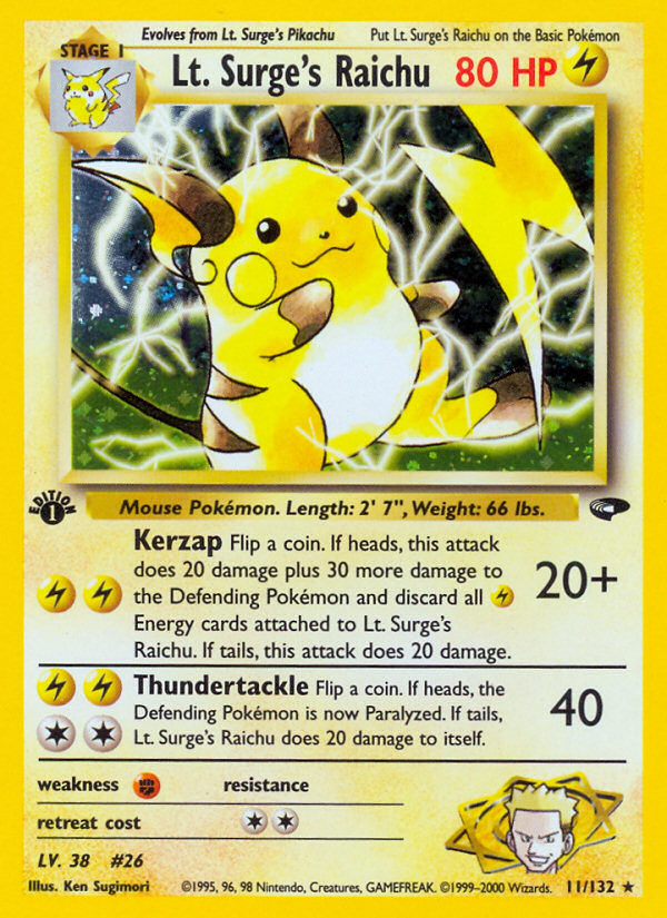 Lt. Surge's Raichu (11/132) [Gym Challenge 1st Edition] | Exor Games Truro