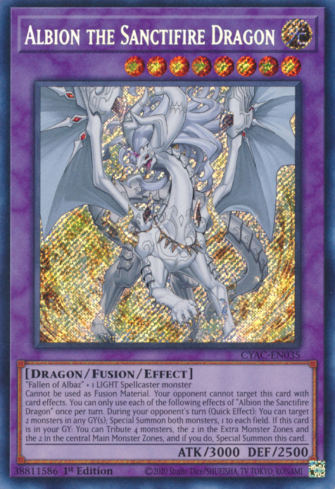 Albion the Sanctifire Dragon [CYAC-EN035] Secret Rare | Exor Games Truro