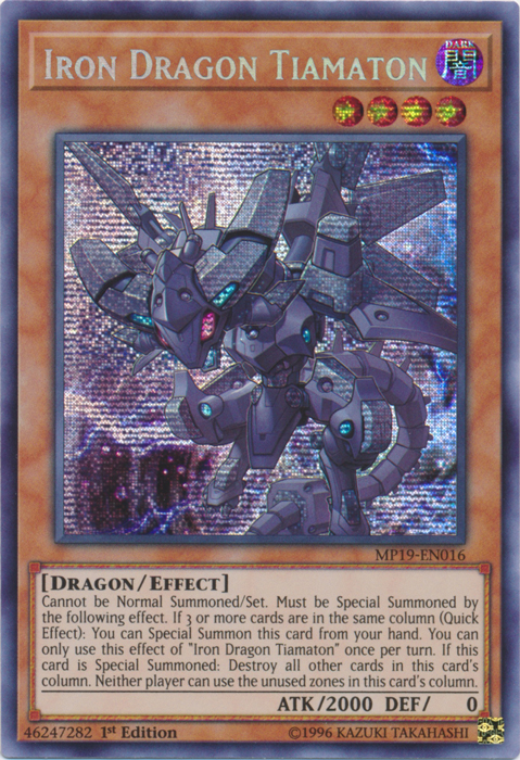 Iron Dragon Tiamaton [MP19-EN016] Prismatic Secret Rare | Exor Games Truro