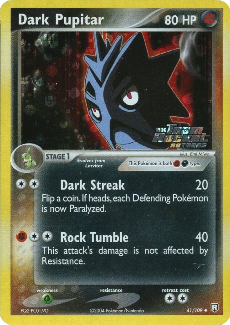 Dark Pupitar (41/109) (Stamped) [EX: Team Rocket Returns] | Exor Games Truro