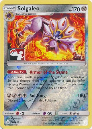 Solgaleo (142/236) (Pokemon Club Special Print) [Sun & Moon: Cosmic Eclipse] | Exor Games Truro