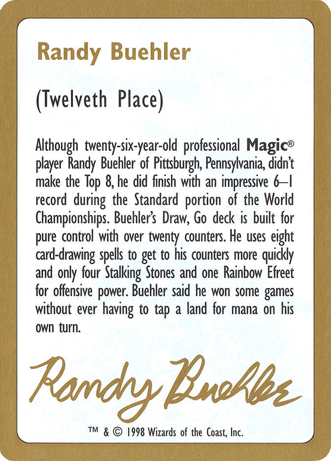 Randy Buehler Bio [World Championship Decks 1998] | Exor Games Truro