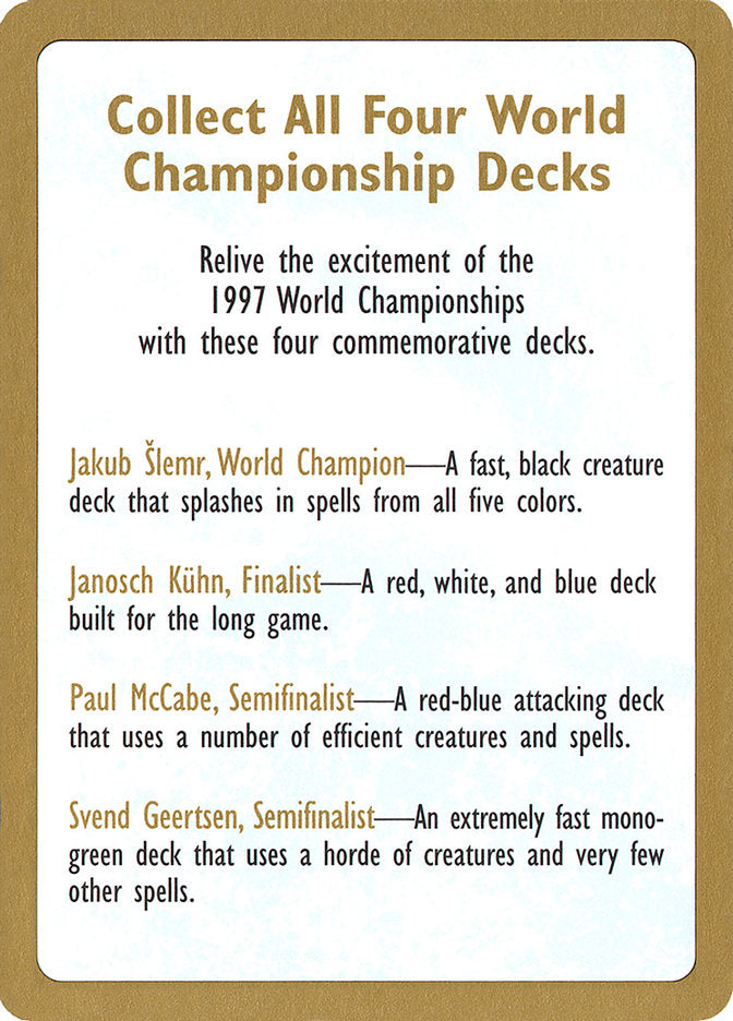 1997 World Championships Ad [World Championship Decks 1997] | Exor Games Truro