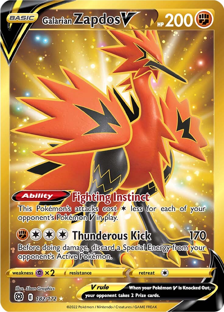 Galarian Zapdos V (182/172) [Sword & Shield: Brilliant Stars] | Exor Games Truro