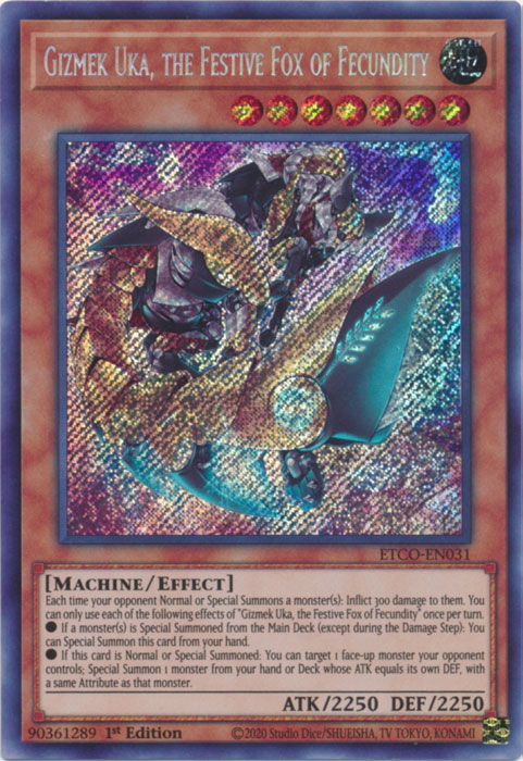 Gizmek Uka, the Festive Fox of Fecundity [ETCO-EN031] Secret Rare | Exor Games Truro