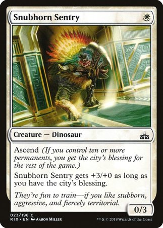 Snubhorn Sentry [Rivals of Ixalan] | Exor Games Truro