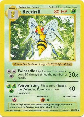 Beedrill (17/102) [Base Set Shadowless Unlimited] | Exor Games Truro