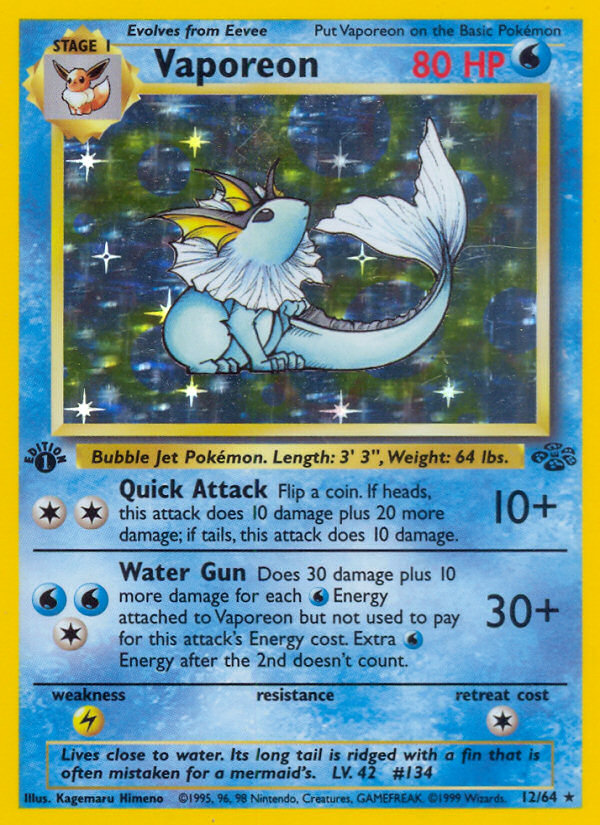 Vaporeon (12/64) [Jungle 1st Edition] | Exor Games Truro