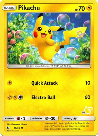 Pikachu (19/68) (Pikachu Stamp #55) [Battle Academy 2020] | Exor Games Truro