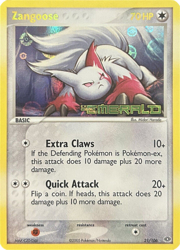 Zangoose (21/106) (Stamped) [EX: Emerald] | Exor Games Truro