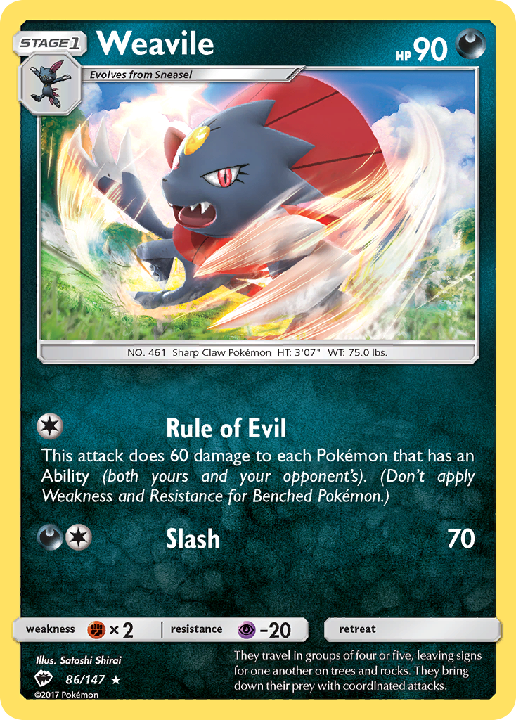 Weavile (86/147) [Sun & Moon: Burning Shadows] | Exor Games Truro