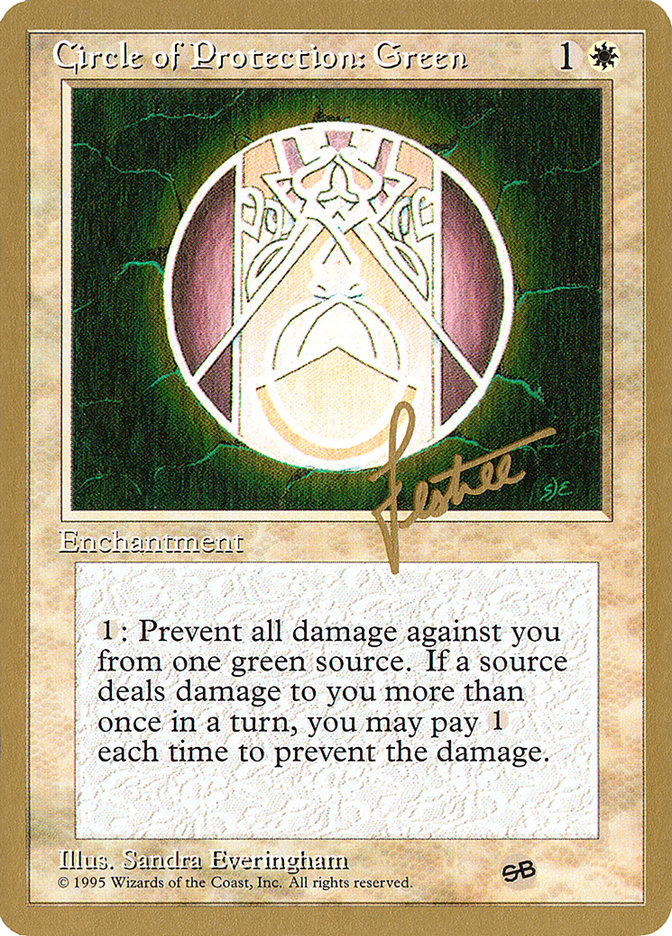 Circle of Protection: Green (Bertrand Lestree) (SB) (4ED) [Pro Tour Collector Set] | Exor Games Truro