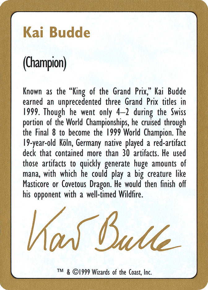 Kai Budde Bio [World Championship Decks 1999] | Exor Games Truro