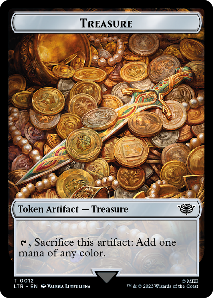 Elf Warrior // Treasure Double Sided Token [The Lord of the Rings: Tales of Middle-Earth Commander Tokens] | Exor Games Truro