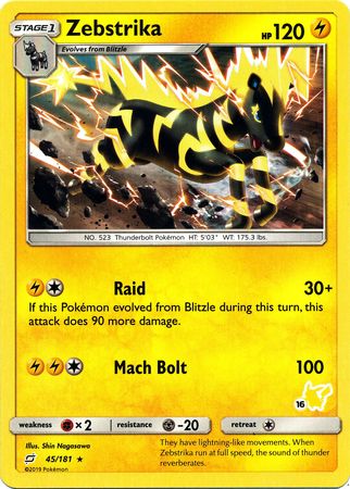 Zebstrika (45/181) (Pikachu Stamp #16) [Battle Academy 2020] | Exor Games Truro