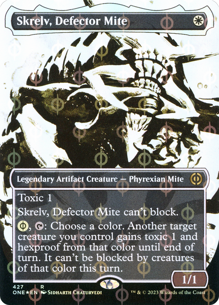 Skrelv, Defector Mite (Borderless Ichor Step-and-Compleat Foil) [Phyrexia: All Will Be One] | Exor Games Truro