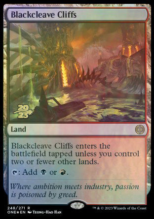 Blackcleave Cliffs [Phyrexia: All Will Be One Prerelease Promos] | Exor Games Truro