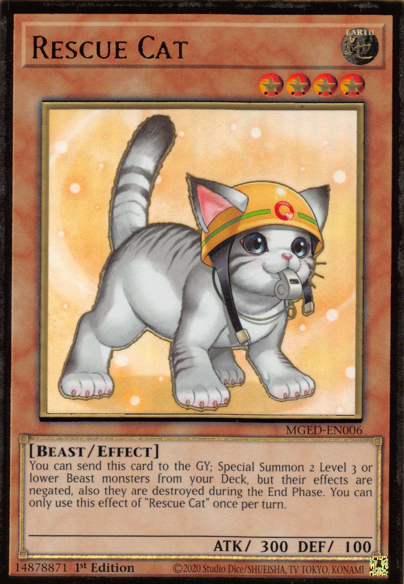 Rescue Cat (Alternate Art) [MGED-EN006] Gold Rare | Exor Games Truro