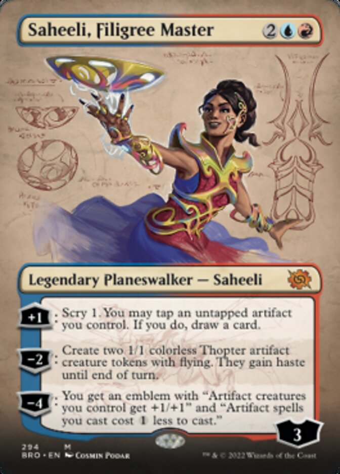 Saheeli, Filigree Master (Borderless Alternate Art) [The Brothers' War] | Exor Games Truro