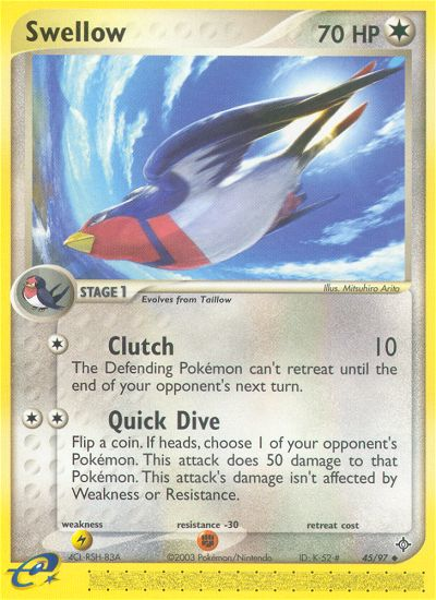 Swellow (45/97) [EX: Dragon] | Exor Games Truro
