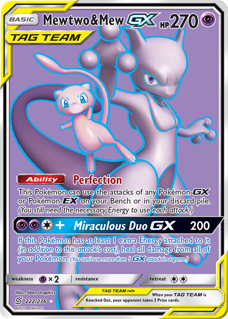 Mewtwo & Mew GX (222/236) [Sun & Moon: Unified Minds] | Exor Games Truro
