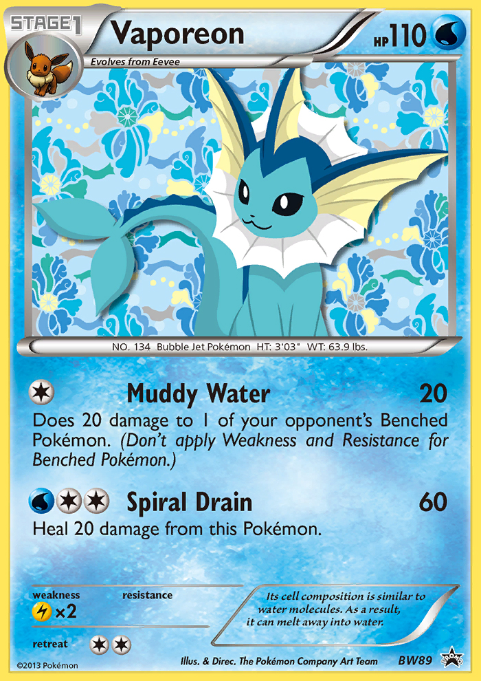 Vaporeon (BW89) [Black & White: Black Star Promos] | Exor Games Truro