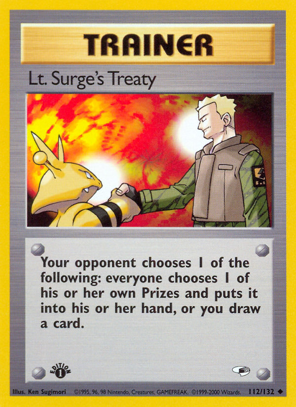 Lt. Surge's Treaty (112/132) [Gym Heroes 1st Edition] | Exor Games Truro