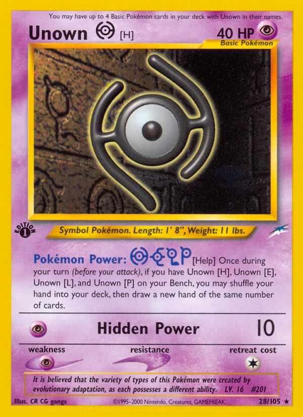 Unown [H] (28/105) [Neo Destiny 1st Edition] | Exor Games Truro