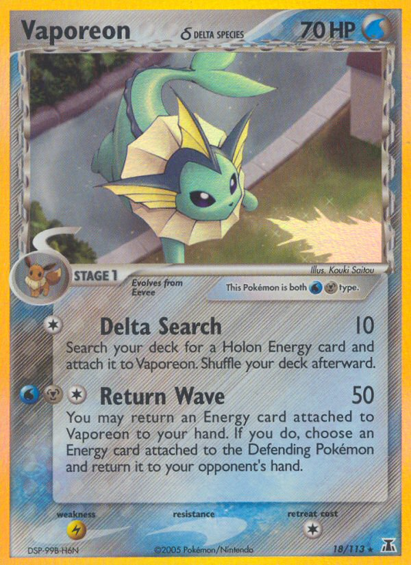 Vaporeon (18/113) (Delta Species) [EX: Delta Species] | Exor Games Truro